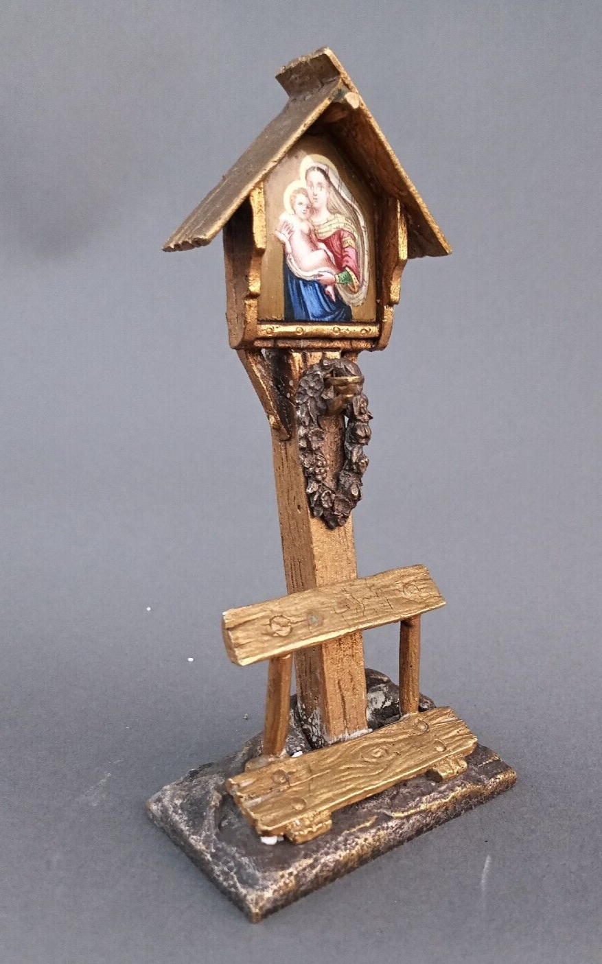 Antique Sanctuary Lamp Grand Tour Miniature Bronze Enamel Prie-Dieu Kneeler