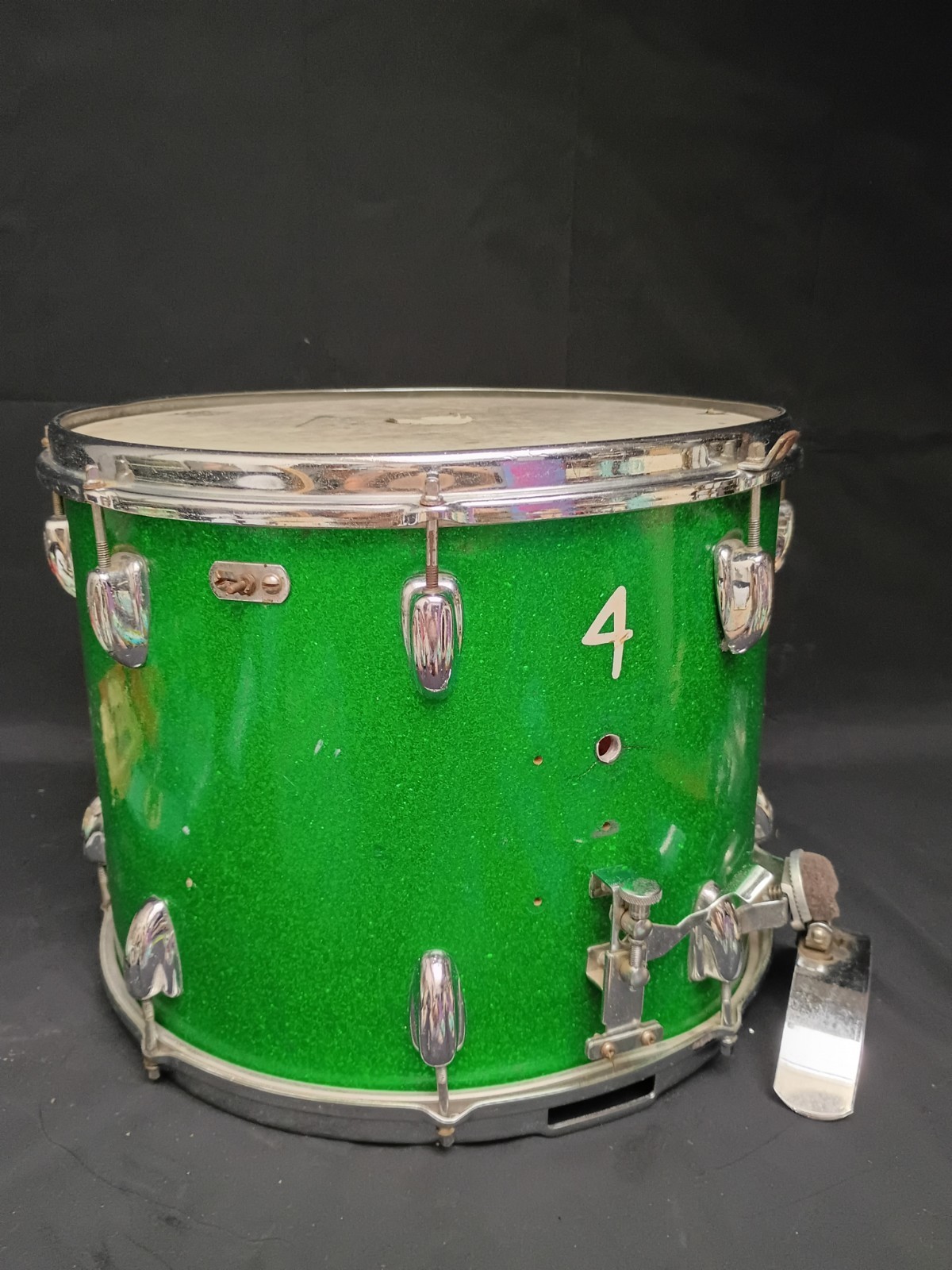 Vtg Snare Slingerland 1958 P-040 12" 15"marching snare drum green Sparkle