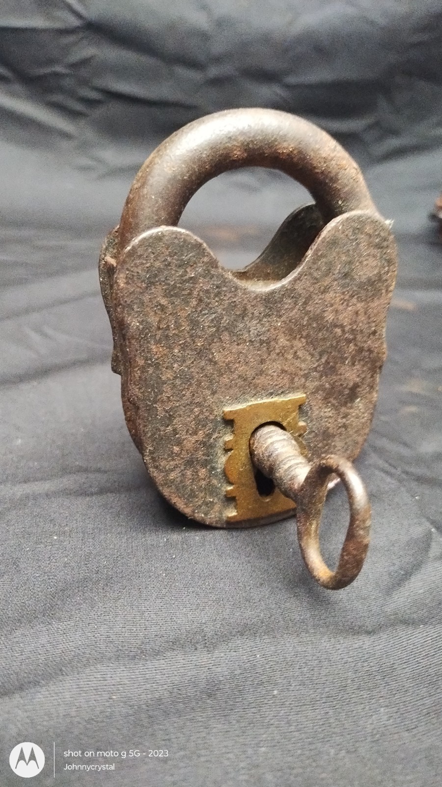 Antique Iron Brass Padlock Lock with Key functions unmarked