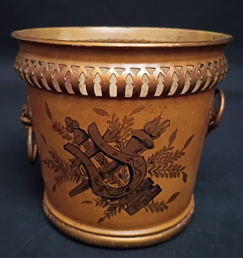 Vintage Vtg Empire style French Tole Cache Pot Made in France 5" urn planter