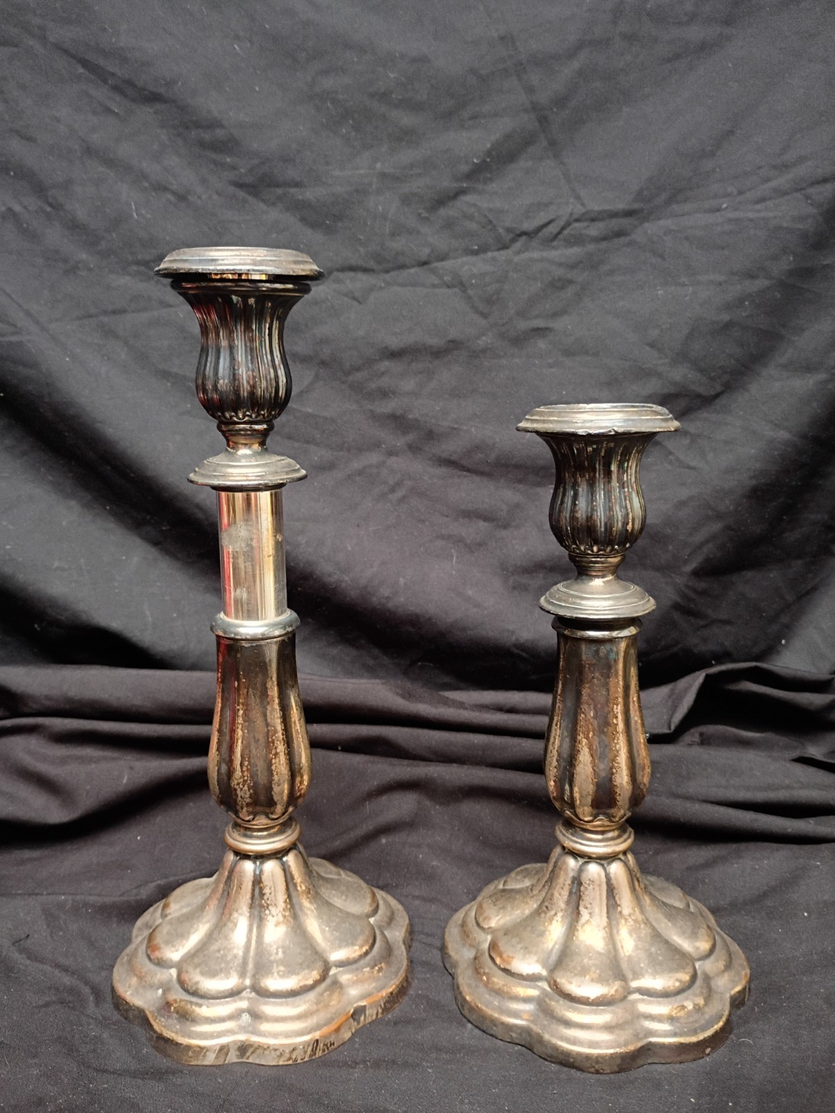Pair Georgian Telescopic Old Sheffield Plate Candlesticks  10 1/2 inches