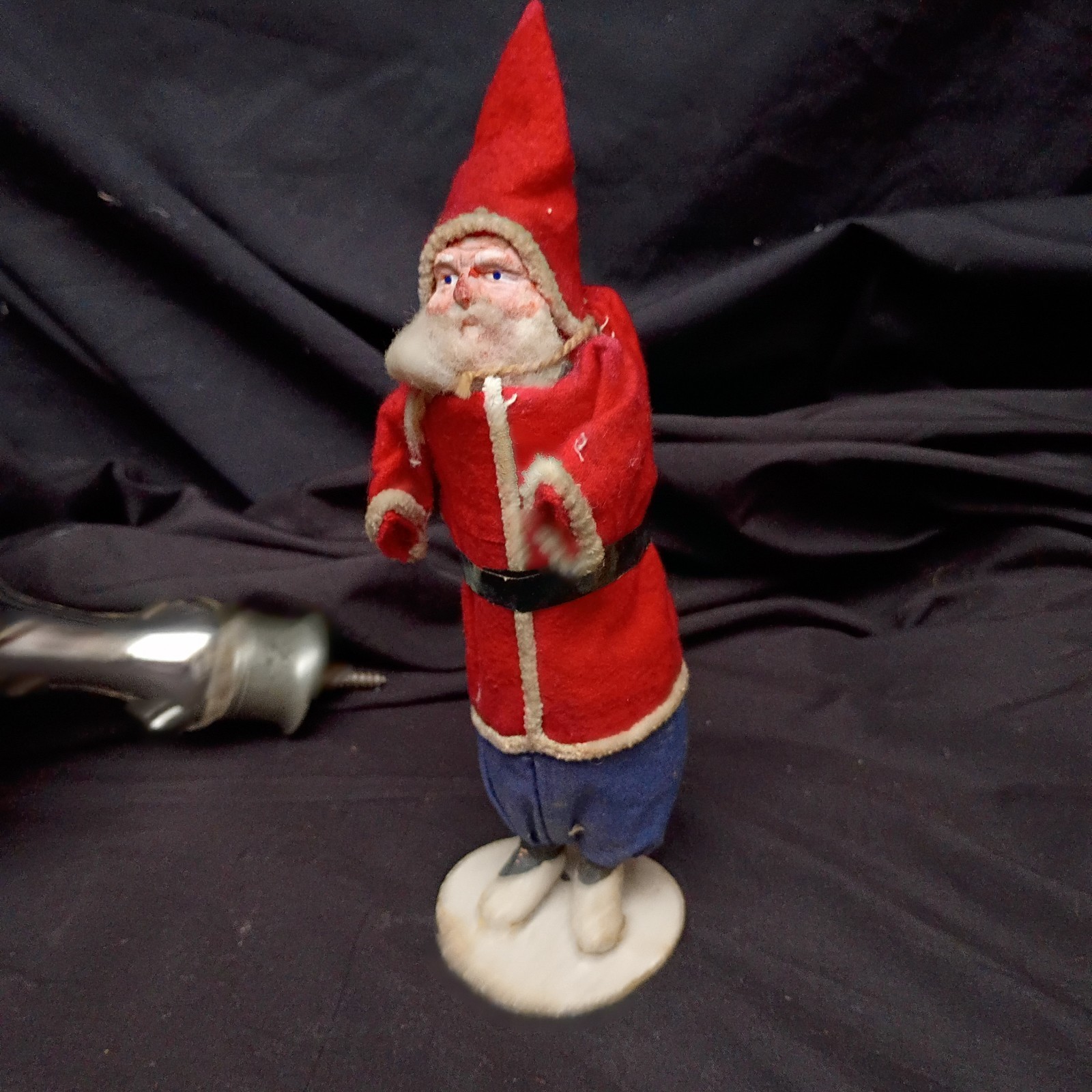 Antique Paper Mache Stout Healthy Santa Claus 8.5" as found Christmas Japan