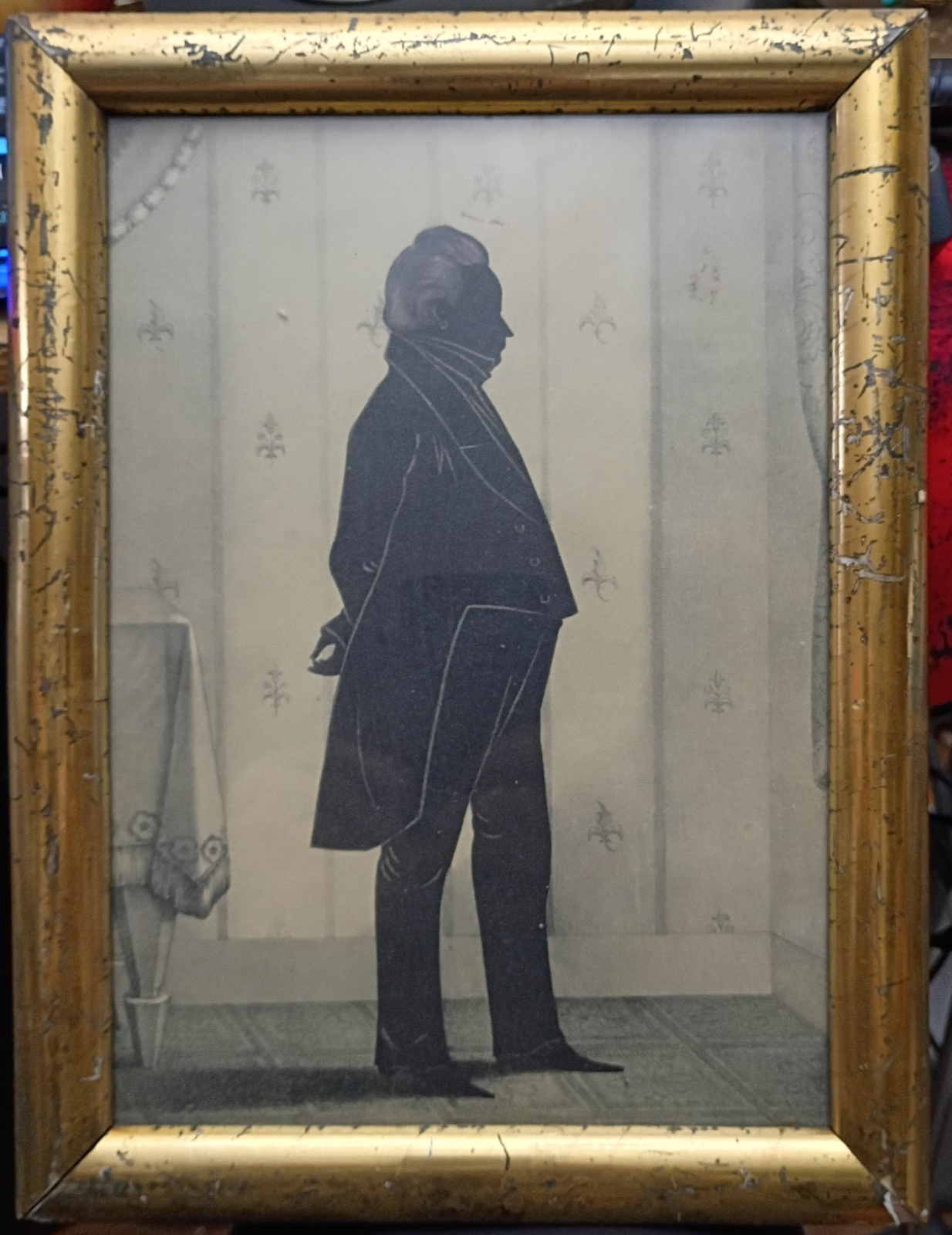 Antique 1844 Brown Kellogg  lithograph Nathaniel  Talmadge Silhouette Wisconsin