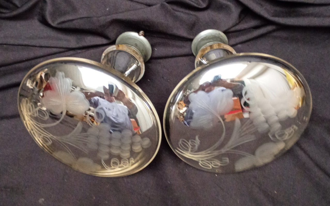 Pair 2 Huge Mercury Glass 6.25" x 4.5" Grape Gothic 1860 Curtain Tie backs