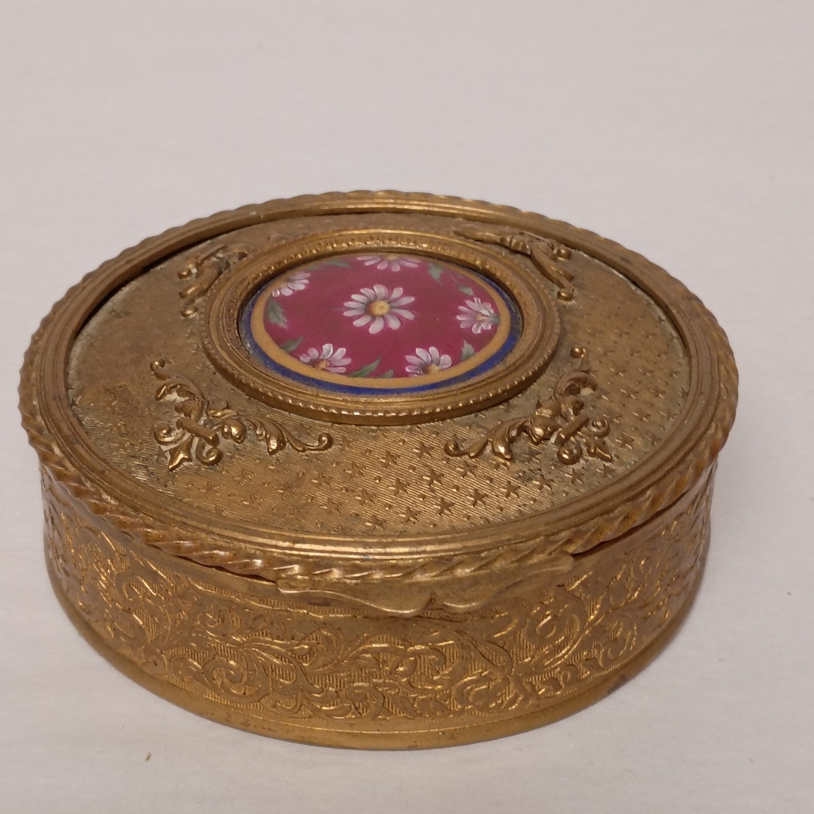 Antique Belle Epoque French hinged box Cloisonne insert 3.5" orig interior
