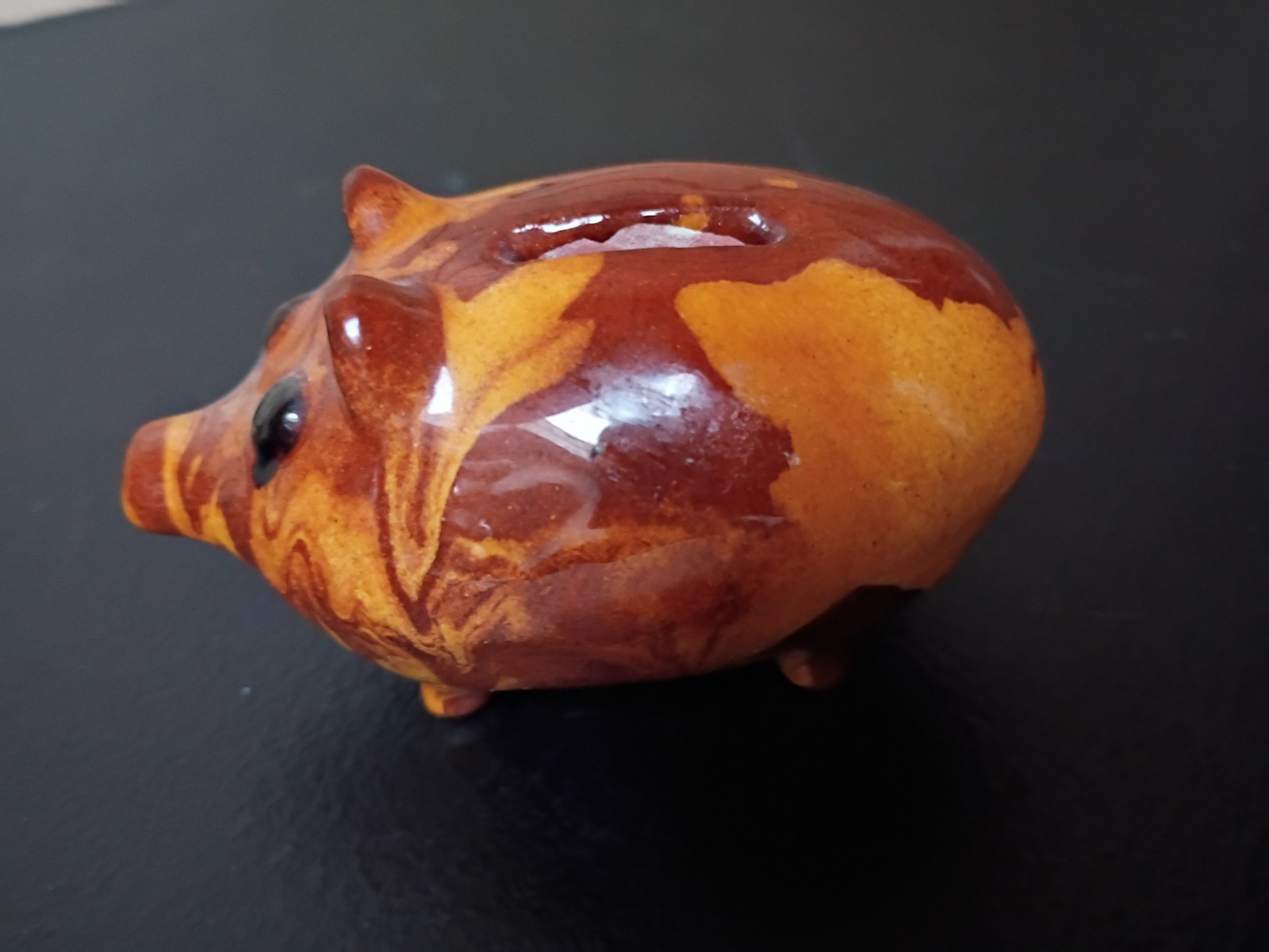 Lester Breininger Folk Art Pottery Pig Redware Piggy Bank 1971 or 74 signed 3.5"